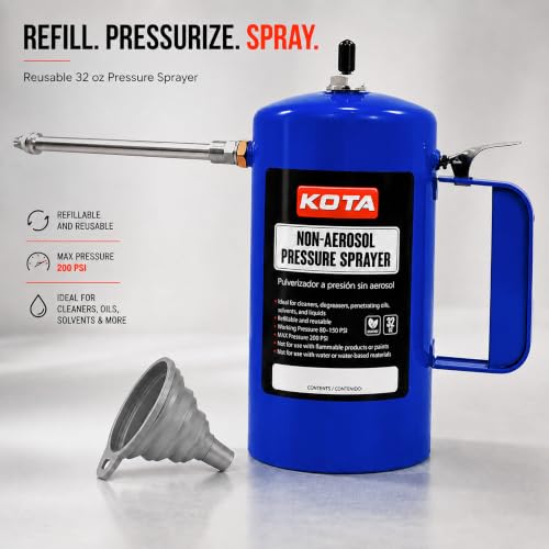 LAUCO 32oz Blue Non-Aerosol Pressure Sprayer for Oil, Solvent, Degreaser