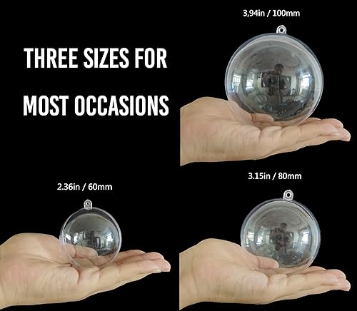 20 Pack Clear Plastic Fillable Ornaments (3.15 Inch) - DIY Craft Baubles