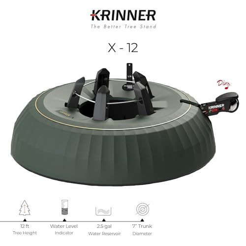 Christmas Tree Stand for Live Trees up to 12 ft - Foot Pedal & Water Indicator