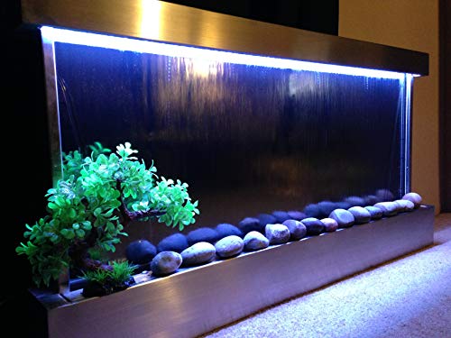 XL Wall Mounted Waterfall Fountain 47x24 Inch with LED Lights & Remote