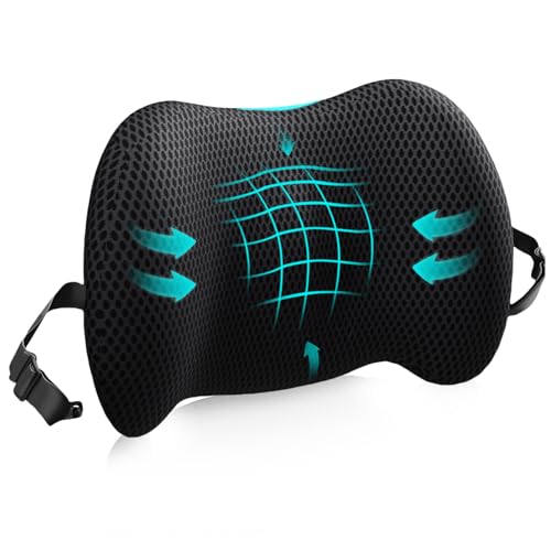 Ergonomic Lumbar Support Pillow with Memory Foam & 4D Mesh Cover