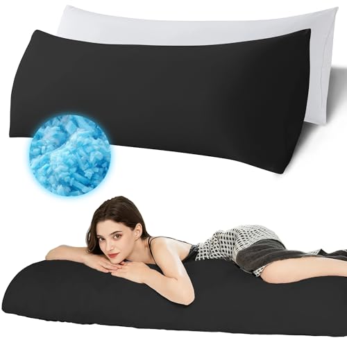 Memory Foam Body Pillow with Cover - 20x54 Inch, Pitch Black