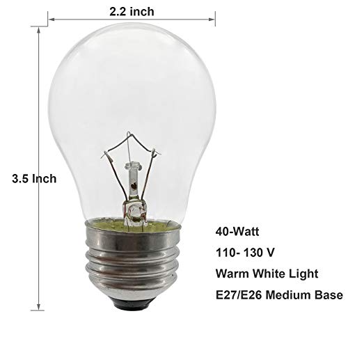 40W High Temperature Oven Light Bulb, E26 Medium Base, 2-Pack