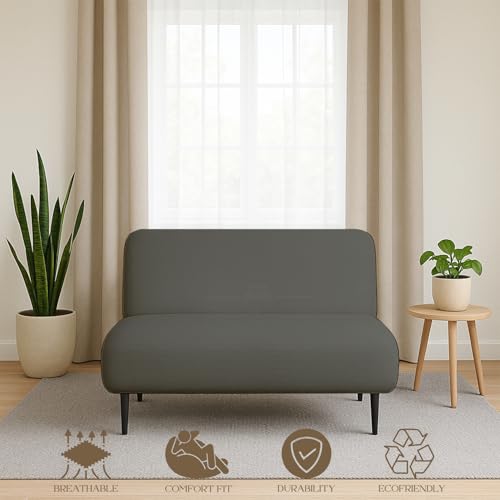 Queen Size Microfiber Futon Cover - Zippered, Machine Washable, Dark Grey