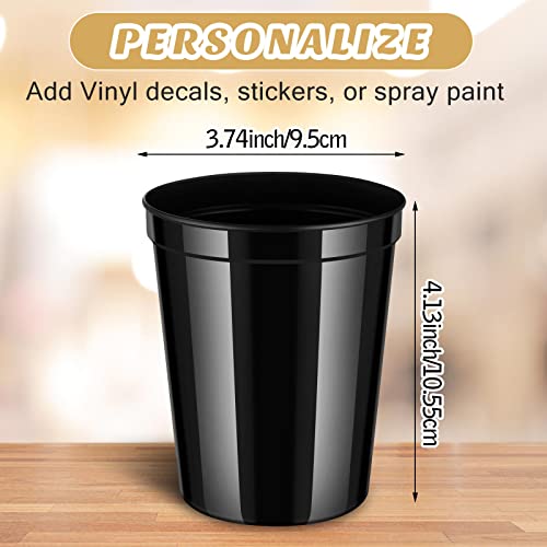 Nuogo 120-Pack 16oz Black Plastic Stadium Cups Bulk for Parties