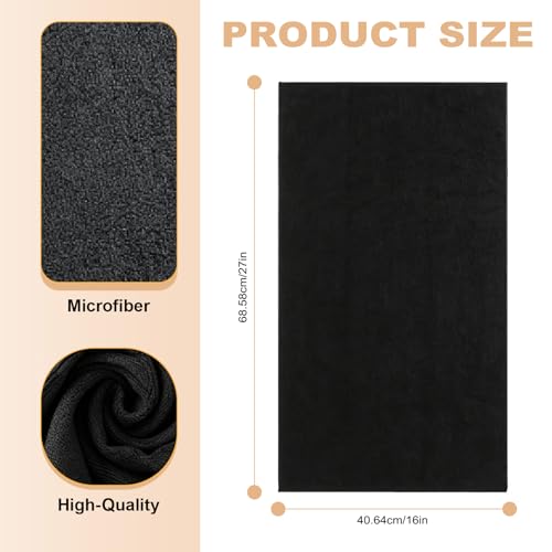 Puomue 6 Pack Black Microfiber Salon Towels - Soft, Absorbent, Fast Drying, 27x16 Inch