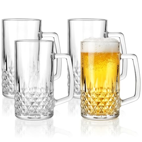 20 oz Double Wall Insulated Freezer Beer Mugs with Handles - 4 Pack
