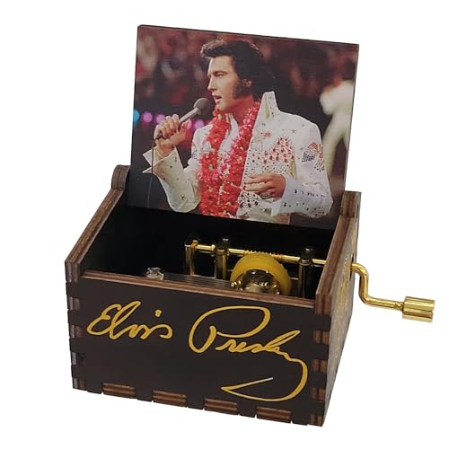Hand Crank Wooden Music Box - Small Keepsake Gift for Music Fans