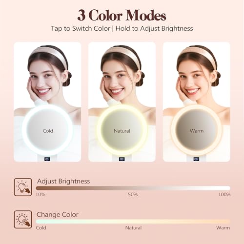 Lighted Magnifying Makeup Mirror with Adjustable Brightness and Stand - Travel Friendly