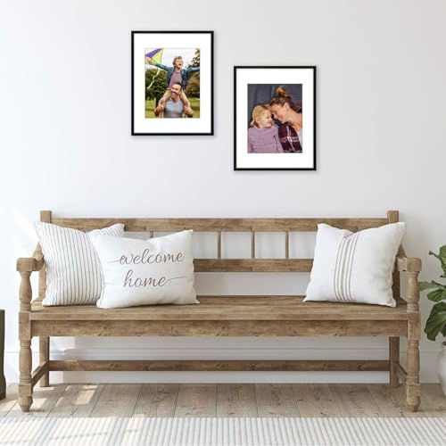 11x14 Black Wall Picture Frame with Mat for 8x10 - Shatter-Resistant Glass