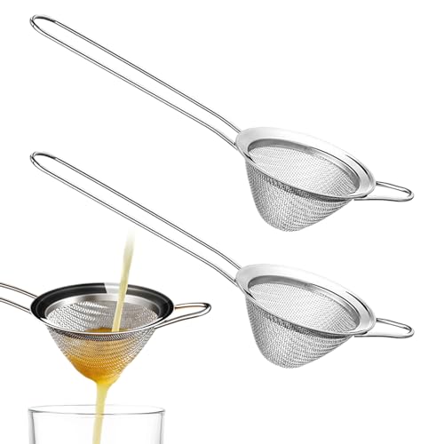 Stainless Steel Cocktail & Tea Strainer Set of 2 - Fine Mesh Bar Strainers for Drinks and Kitchen Use
