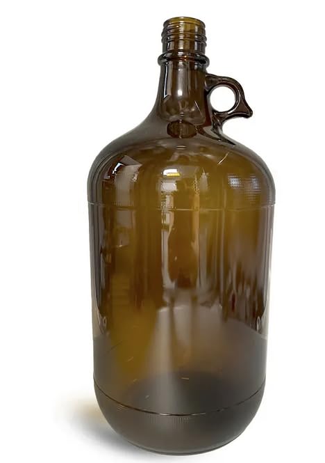 4 Liter Amber Glass Jugs with Tamper Evident Caps - 6 Pack
