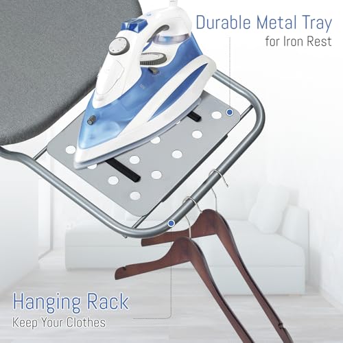 Full-Size Ironing Board with Iron Rest, Height-Adjustable & Thick Padding