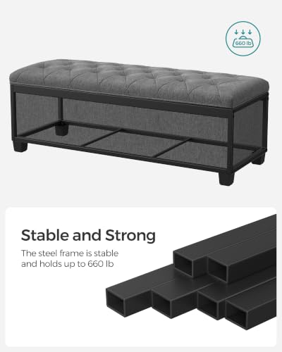 Upholstered Storage Ottoman Bench, 43-Inch End of Bed Foot Rest