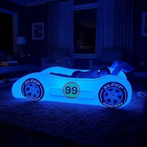 Inflatable Toddler Car Bed with LED Night Light – Portable Kids Air Mattress for Travel