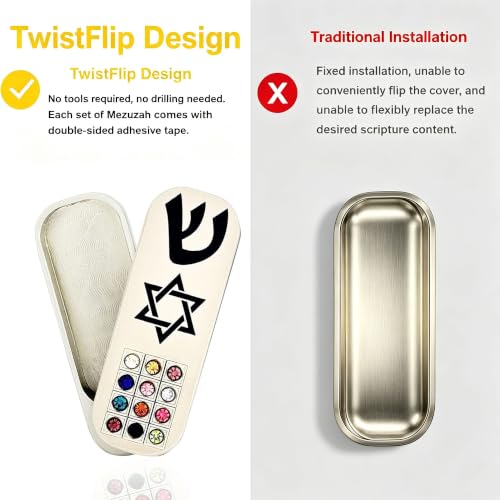 Car Mezuzah with Traveler Prayer Scroll, Metal TwistFlip Case for Vehicle
