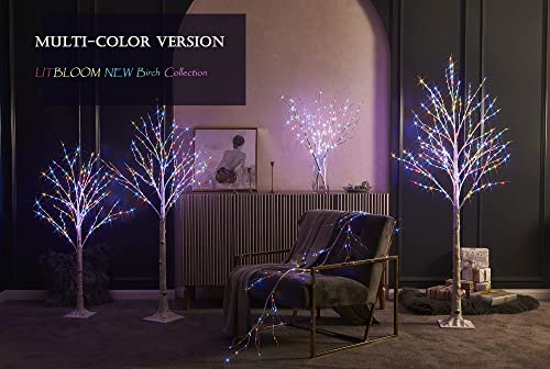 6FT Lighted Birch Tree with 8 Functions Indoor Outdoor Christmas Decor