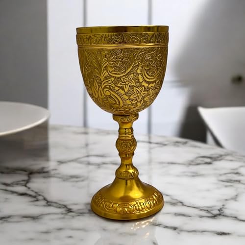Handmade Solid Brass Wine Chalice - 8oz Antique Style Goblet Cup