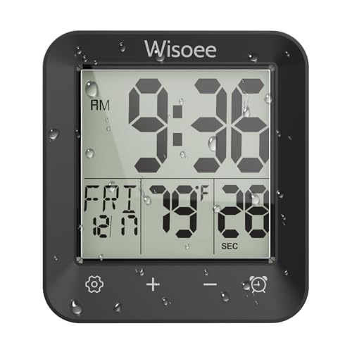 Waterproof Digital Shower Clock with Countdown Timer and Temperature Display