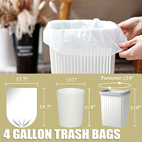 4 Gallon Small Trash Bags - 100 Count White Leakproof Garbage Can Liners