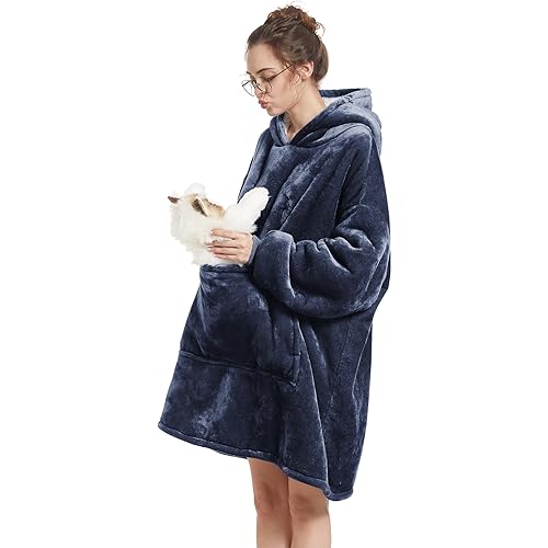 Oversized Wearable Blanket Hoodie with Sherpa Lining - One Size Fits All