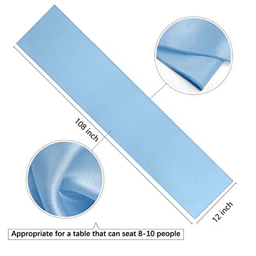 5 Pack Baby Blue Satin Table Runner 12 x 108 Inches - Variation: 12x108-5 Pack