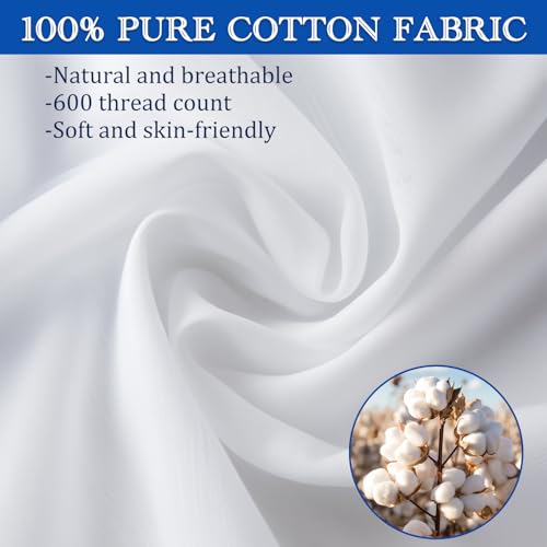 100% Cotton Body Pillow Cover with Double Zipper - 20x54 inches