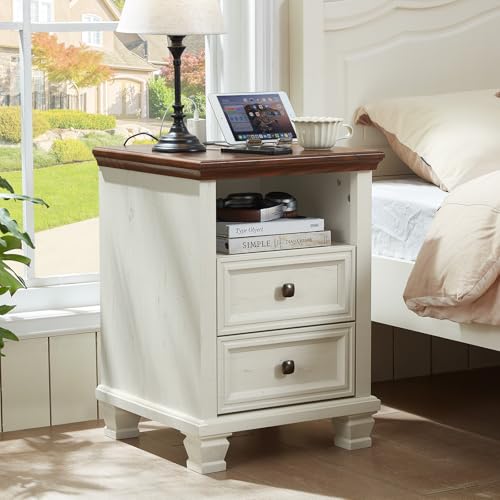 7-Drawer Farmhouse Dresser and Nightstand Set with Charging Station