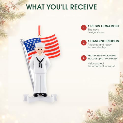 US Navy Christmas Ornament 2026 – Personalized Military Sailor Gift