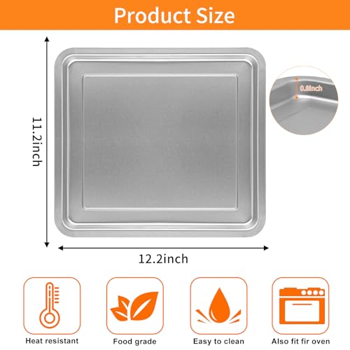 Stainless Steel Air Fryer Grill Tray Replacement - 12.2 x 11.2 Inch Pan