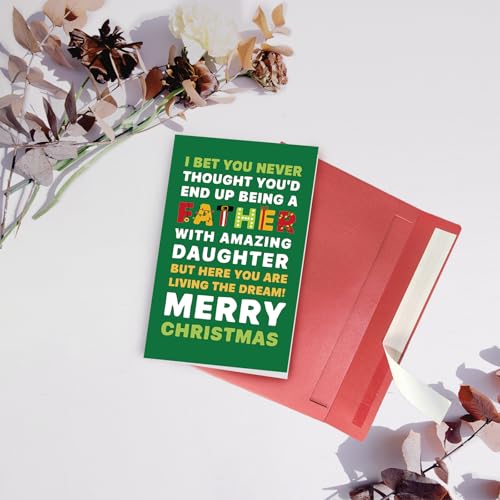 Father Christmas Card from Daughter - Funny Sarcastic Xmas Card for Dad (Variation: Father) - 8 x 5.3in