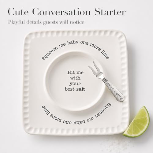 Mud Pie Margarita Gift Set with 2 Glasses and Lime Salt Rimmer