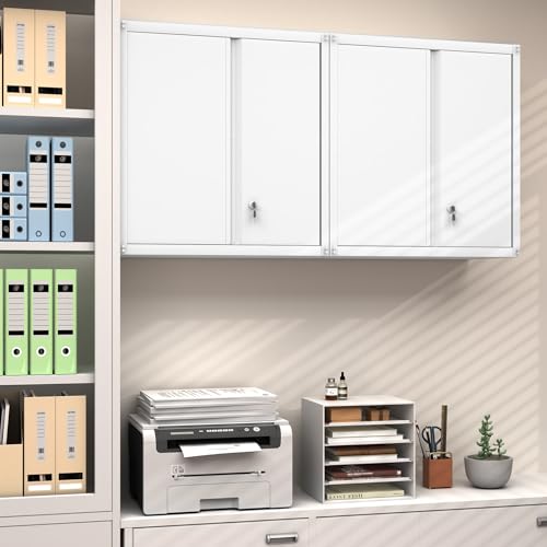 Wall Mounted Metal Storage Cabinet with Locking Doors and Adjustable Shelf