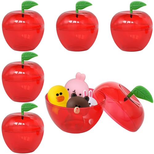 5 Large Apple Shaped Plastic Containers - Party Favors & Gifts