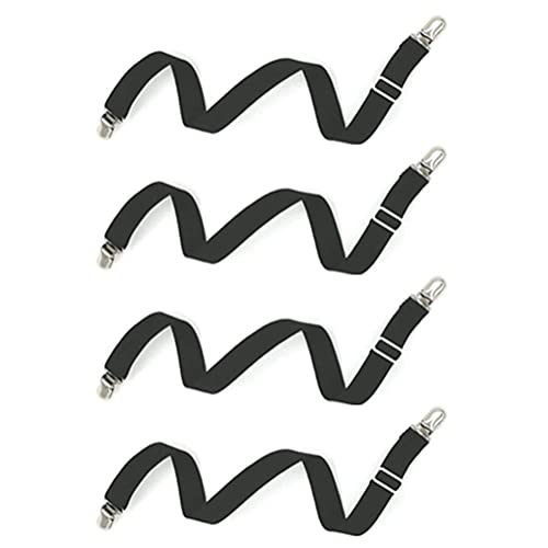 Adjustable Bed Sheet Clips - 4 Pieces, 20" to 78" (Black)