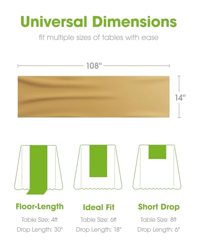 Gold Plastic Table Runners, 14 x 108 Inch Disposable Set - 10 Pack