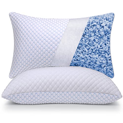 OSBED Shredded Memory Foam Queen Pillows Set of 2 - Cooling & Adjustable Loft