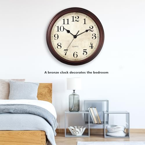 9-Inch Vintage Bronze Wall Clock – Silent Non-Ticking Battery Operated