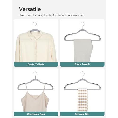 SONGMICS Clothes Hangers, Pack of 30 Plastic Coat Hangers, Space-Saving, Light Gray and Dark Gray UCRP30G