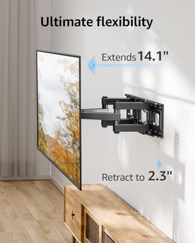 Full Motion TV Wall Mount for 32-65 Inch Flat Screen & 4K TVs, Swivel & Tilt