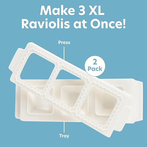 CucinaPro Square Jumbo Ravioli Molds - 2 Pack Homemade Pasta Maker, XL 2.25 Inch