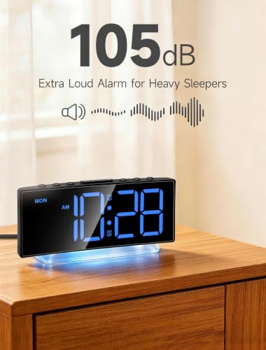 Loud Digital Alarm Clock for Heavy Sleepers - Large Display & RGB Night Light
