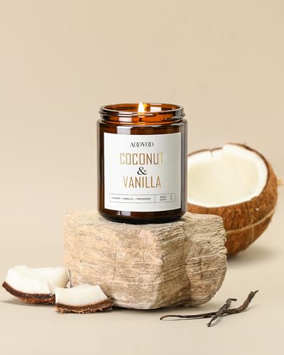 Coconut Vanilla Scented Soy Candle - 9 oz Natural Aromatherapy Jar Candle