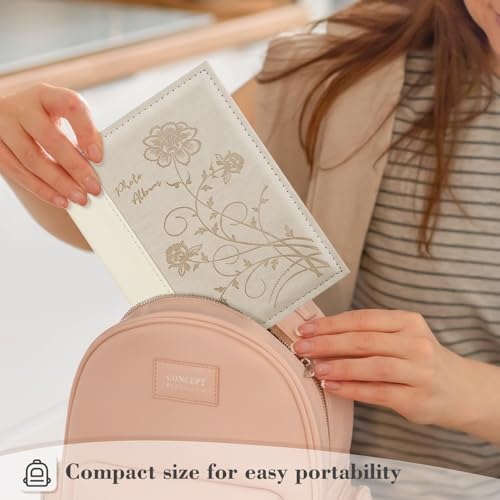 5x7 Photo Album with Leather Cover, Holds 50 Vertical Photos, Beige