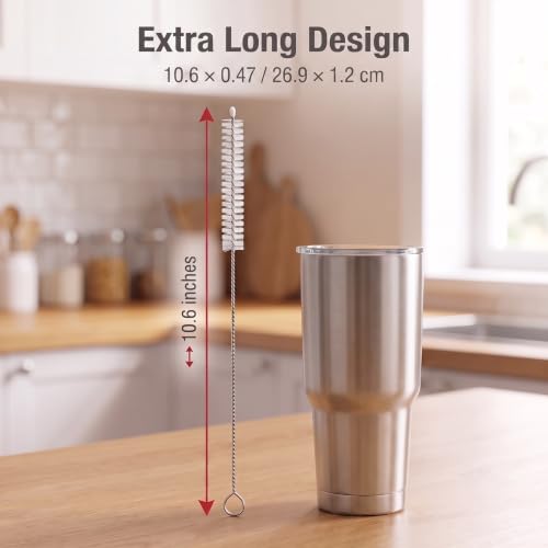 Reusable Straw Cleaner Brush Set - Extra Long 10.6" for Sippy Cup & Bottles