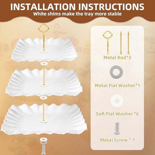 White 10-Piece Dessert Display Set with Cupcake Stands & Trays for Cakes, Pastries, Snacks