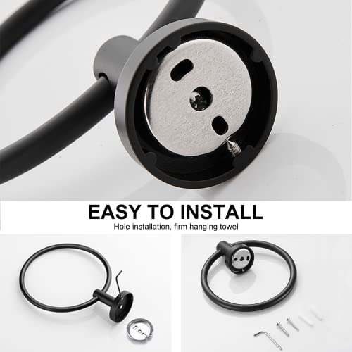 SetSail Matte Black Towel Ring for Bathroom Wall Stainless Steel