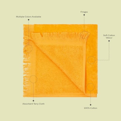 Reversible Cotton Fingertip Hand Towels with Fringed Edges - 11 x 18 Inch