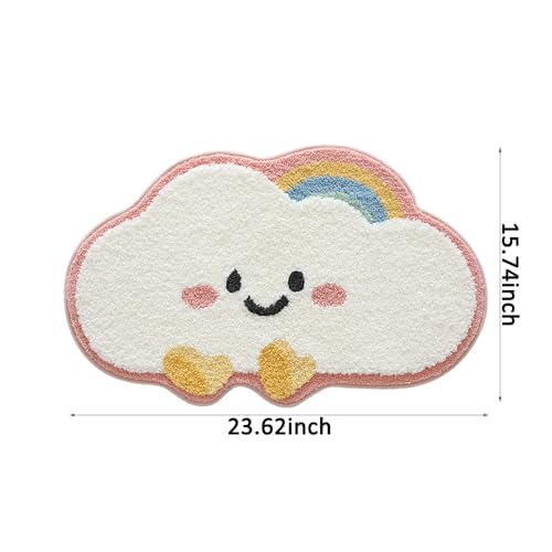 Cloud Shaped Smile Face Bath Mat - Soft Absorbent Non-Slip Rug for Kids Room