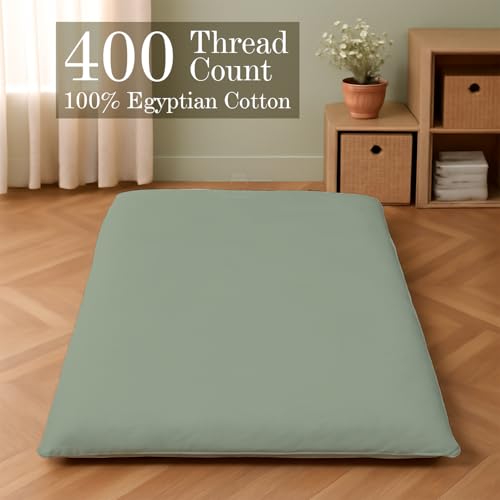 Full XL Japanese Futon Cover - 100% Egyptian Cotton, Soft Zippered Floor Mattress Protector